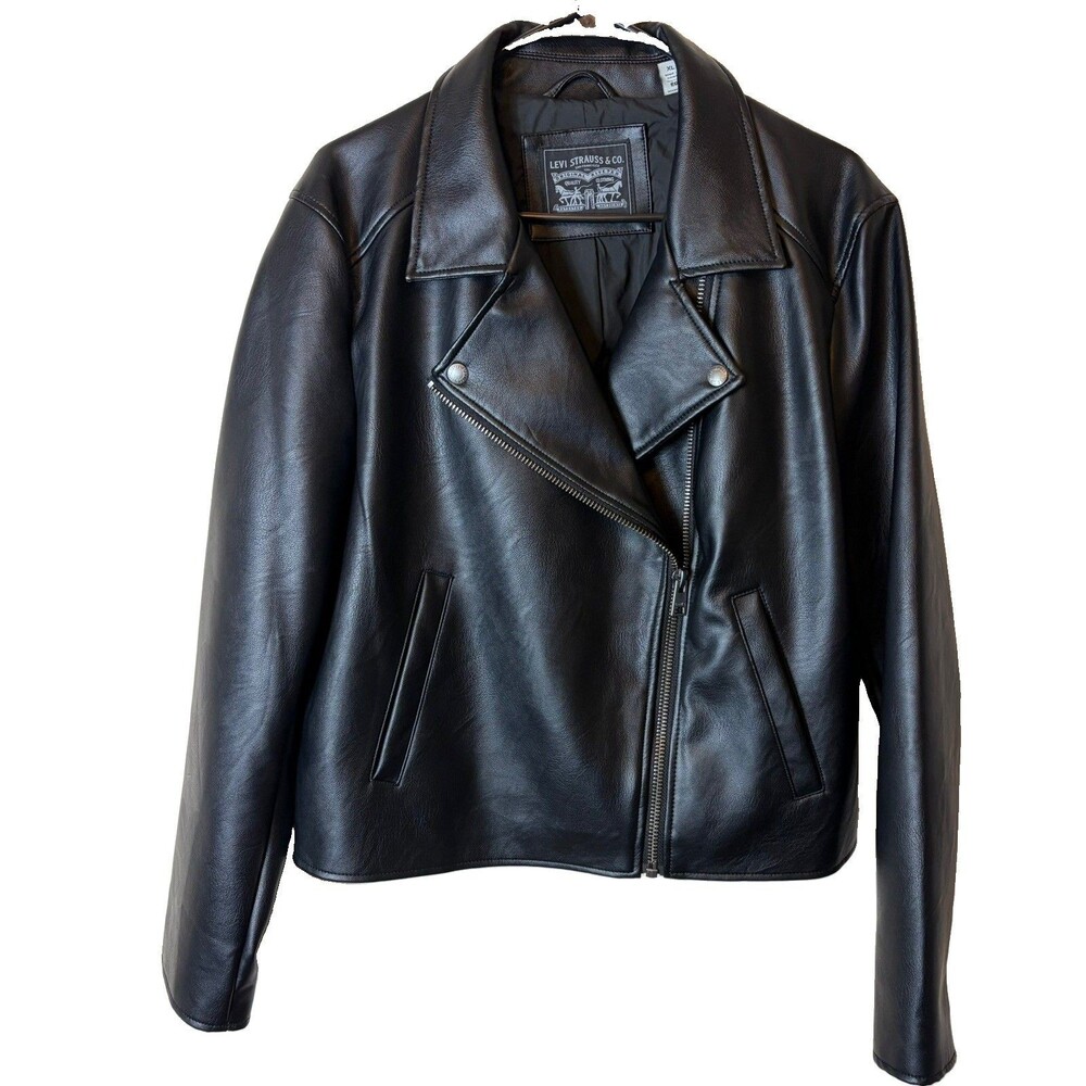 Levis Motorcycle Biker Jacket Faux Leather Womens Size XL Black